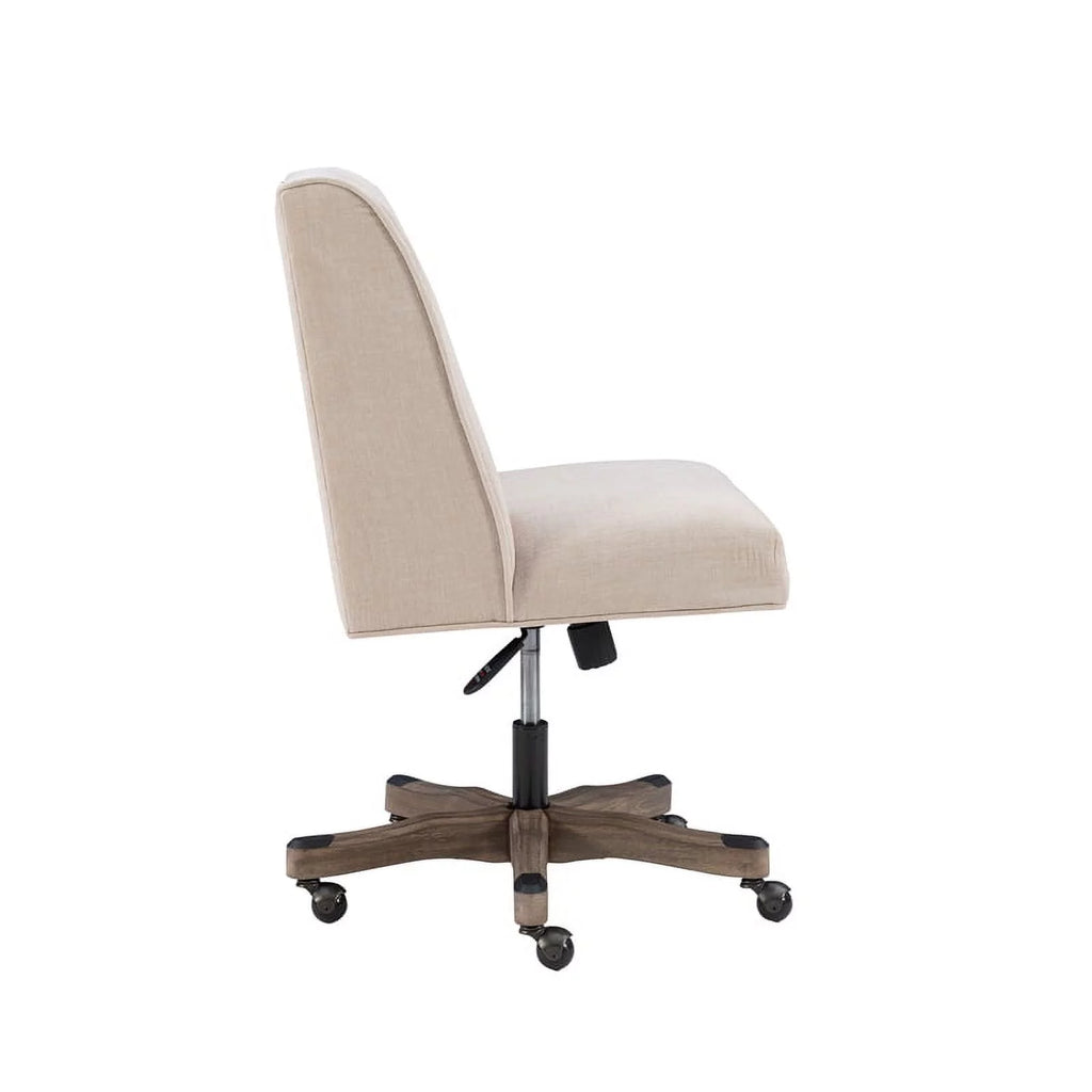 Upholstered Swivel Office Chair in Natural Linen L85639