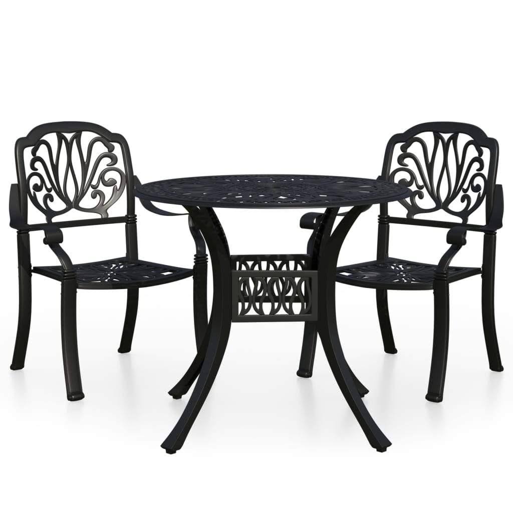 3 Piece Bistro Set Cast Aluminum Black X743434