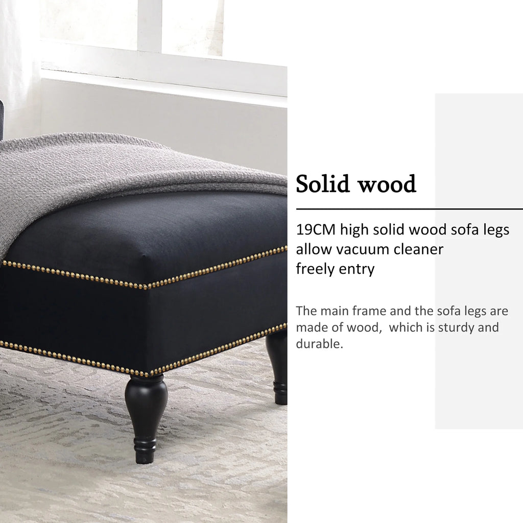 Black Tufted Upholstered Chaise Lounge T67217