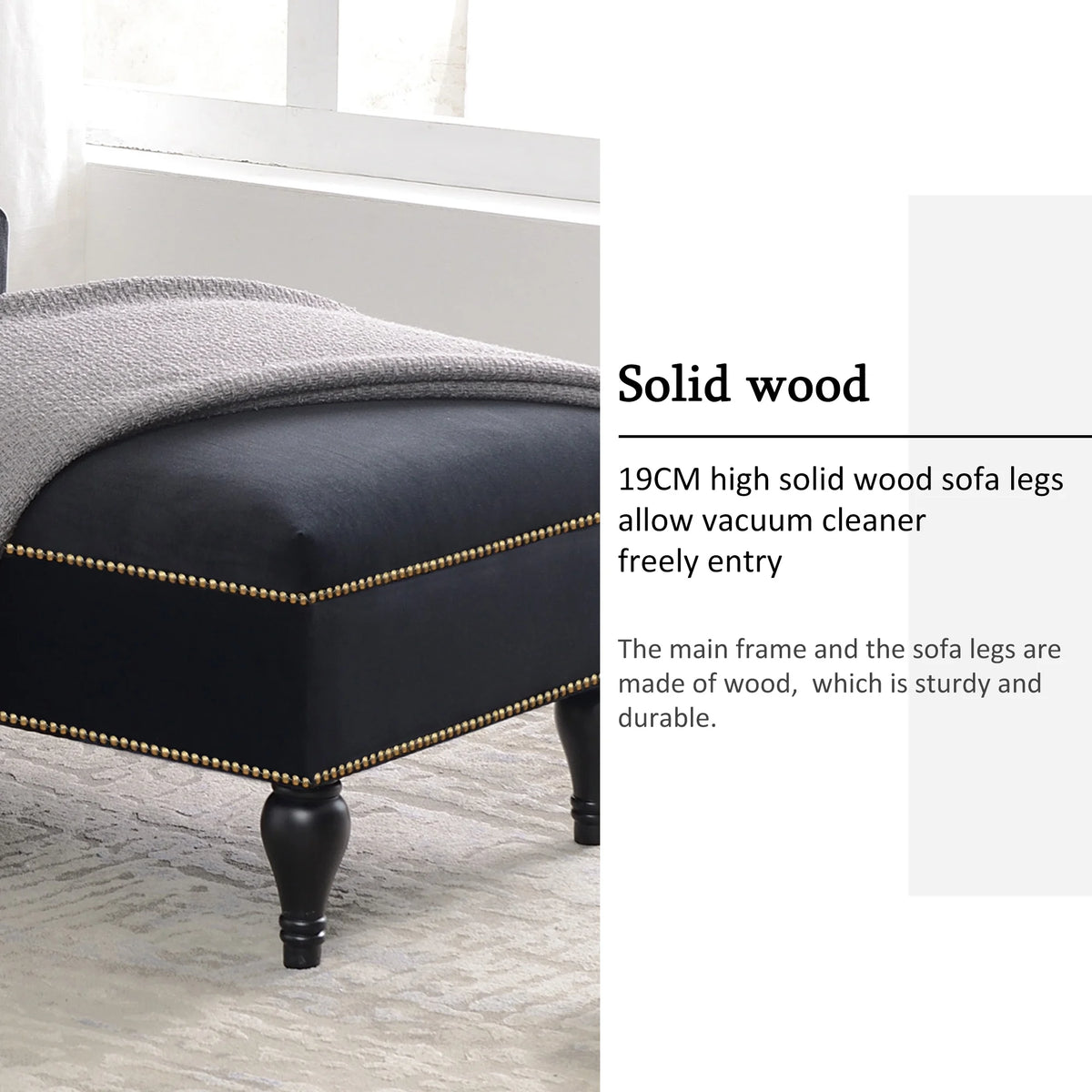 Black Tufted Upholstered Chaise Lounge T67217